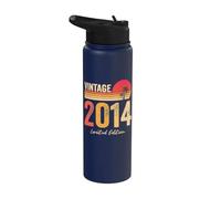Vintage 2014 Birth Of Birthday Born In 2014 Birthday Vintage Stainless Steel Insulated Water Bottle
