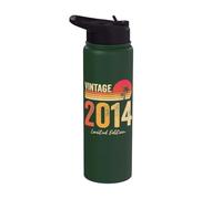 Vintage 2014 Birth Of Birthday Born In 2014 Birthday Vintage Stainless Steel Insulated Water Bottle