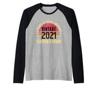 Vintage 2021 Edición Limitada Divertido 4 Años 4º Cumpleaños Camiseta Manga Raglan