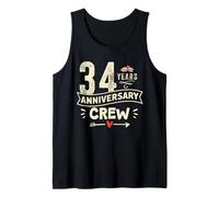 Vintage 34 years marriage anniversary Crew couple His/Her Camiseta sin Mangas