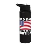 Vintage 4th Of July American Flag Bad Day To Be British Stainless Steel Insulated Water Bottle