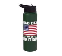 Vintage 4th Of July American Flag Bad Day To Be British Stainless Steel Insulated Water Bottle