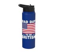 Vintage 4th Of July American Flag Bad Day To Be British Stainless Steel Insulated Water Bottle