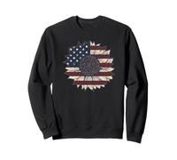 Vintage 4th of July Patriotic American Flag Sunflower Sudadera