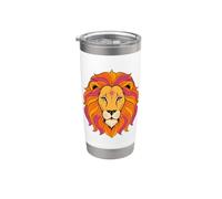 Vintage 70s Leo Astrología Boho León Moda Verano Vaso térmico de acero inoxidable de doble pared
