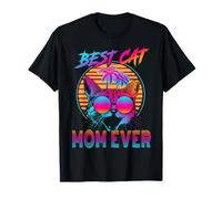 Vintage 80s Best Cat Mom Ever Divertido Día de la Madre Camiseta