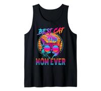Vintage 80s Best Cat Mom Ever Divertido Día de la Madre Camiseta sin Mangas