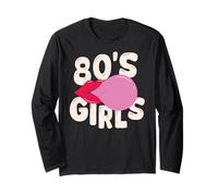 Vintage 80's Slogan Themed Party, Lips Bubble 80s Girls Manga Larga