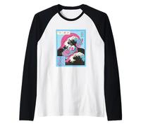 Vintage 80s Vaporwave Ramen Waves Great Wave Off Kanagawa Camiseta Manga Raglan