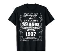Vintage 89 Cumpleaños Hombres Divertido 1937 89 Cumpleaños Español Camiseta