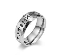 Vintage 8mm Viking Titanium Steel Anillo de los Hombres Corte Semicírculo Borde Joyería de Partido