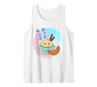 Vintage 90s Kawaii Japanese Hot Chocolate & Croissant Camiseta sin Mangas