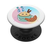 Vintage 90s Kawaii Japanese Hot Chocolate & Croissant PopSockets PopGrip Adhesivo