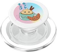 Vintage 90s Kawaii Japanese Hot Chocolate & Croissant PopSockets PopGrip para MagSafe