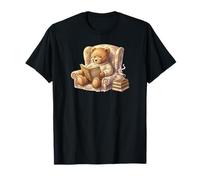 Vintage 90s Watercolor Cozy Teddy Bear Reading Book in Sweat Camiseta