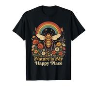 Vintage Abeja Rainbow Wildflower Naturaleza Amante Camiseta