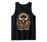 Vintage Abeja Rainbow Wildflower Naturaleza Amante Camiseta sin Mangas