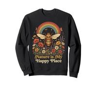 Vintage Abeja Rainbow Wildflower Naturaleza Amante Sudadera