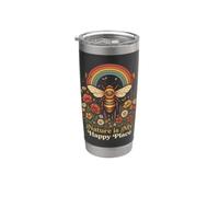 Vintage Abeja Rainbow Wildflower Naturaleza Amante Vaso térmico de acero inoxidable de doble pared
