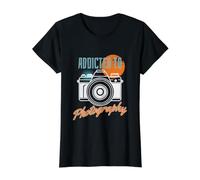 Vintage Adicto a la Fotografía Amantes de la Cámara Fotógrafo Camiseta gráfica económica, Mujer, Negro, L