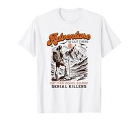 Vintage Adventure está ahí Fuera, Divertido Senderismo en la montaña al Aire Libre Camiseta