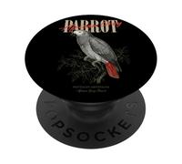 Vintage Africano Gris Loro Observación De Aves Naturaleza Am PopSockets PopGrip Adhesivo