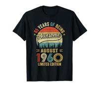 Vintage Agosto 1960 Antiguo 65 Cumpleaños Hombres Mujeres Camiseta