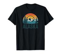 Vintage Alaska Retro Sunset Mountain Design Tees and Deco Camiseta