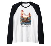 Vintage Alcatraz Island San Francisco Golden Gate Bay Área Camiseta Manga Raglan