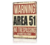 Vintage Aluminum Metal Sign With Alien Theme Sci-Fi Humor No Trespassing Warning Rust Resistant Print For Man Cave Game Room 8 X 12 in