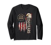 Vintage America 250 Years 1776 2026 Eagle Flag USA Manga Larga