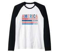 Vintage America Independence Day 4th July Camiseta Manga Raglan