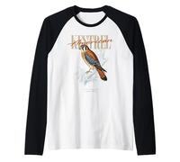 Vintage American Cernícalo Aves Arte Naturaleza Observación Camiseta Manga Raglan