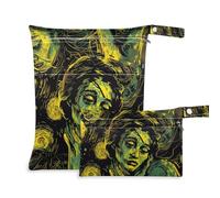 Vintage American Comics - Bolsa de pañales húmedos a prueba de desorden, paquete de 2 bolsas húmedas para traje de baño con asas para gimnasio, pañales de bebé