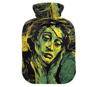 Vintage American Comics - Botella de agua caliente con funda suave, botella de agua caliente de 2 L para cama para dolor muscular