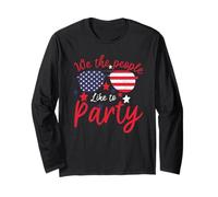 Vintage American Flag 4th July We The People Like To Party Manga Larga