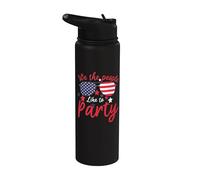 Vintage American Flag 4th July We The People Like To Party Stainless Steel Insulated Water Bottle