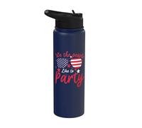 Vintage American Flag 4th July We The People Like To Party Stainless Steel Insulated Water Bottle