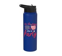 Vintage American Flag 4th July We The People Like To Party Stainless Steel Insulated Water Bottle
