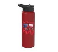 Vintage American Flag 4th July We The People Like To Party Stainless Steel Insulated Water Bottle