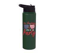 Vintage American Flag 4th July We The People Like To Party Stainless Steel Insulated Water Bottle