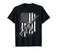 Vintage American Flag With AR-15 Rifle Design For Patriot Camiseta