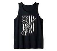 Vintage American Flag With AR-15 Rifle Design For Patriot Camiseta sin Mangas