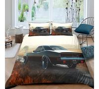 Vintage American Funda Edredon Microfibra 3 Piezas Compuesto Impresión 3D Cierre de Vintage American Funda de Edredón Fundas de Almohada Antibacteriana Antialérgica for niña Single（135x200cm）