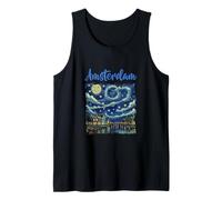 Vintage Amsterdam Canal Street Por La Noche Van Gogh Art Style Camiseta sin Mangas