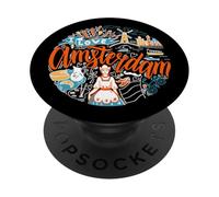 Vintage Amsterdam Países Bajos Viajes Iconos Doodle Art Style PopSockets PopGrip Adhesivo