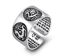 Vintage Amuleto Budista Chino Letra Apertura Anillos Hombres y Mujeres Joyería Budista Corazón Sutra Anillos Sánscrito, como se describe