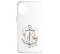 Vintage Anchor Brújula Velero Náutico Marítimo Mar Carcasa para iPhone 16 Plus