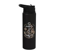 Vintage Anchor Brújula Velero Náutico Marítimo Mar Stainless Steel Insulated Water Bottle