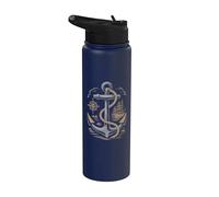 Vintage Anchor Brújula Velero Náutico Marítimo Mar Stainless Steel Insulated Water Bottle